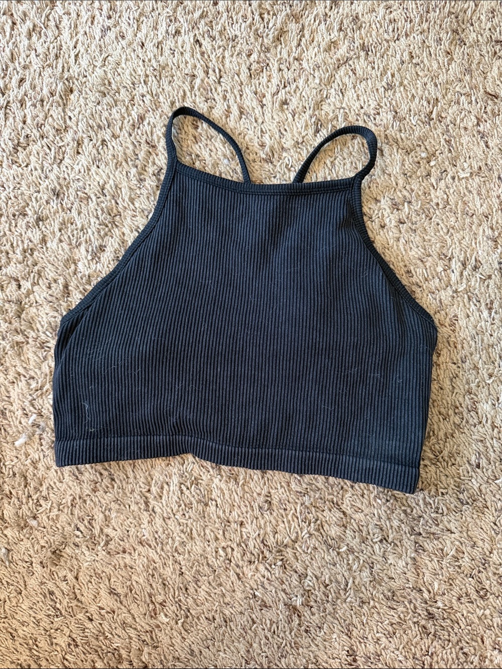 JoyLab Black Ribbed High Neck Tank Top